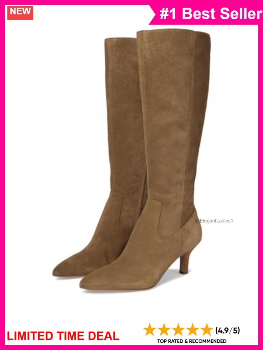 Suede H2O Knee High Equestrian Boots Kitten Heel Waterproof